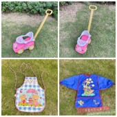 系带防水防脏尘罩衣画画围裙 5岁儿童过家家玩具配件手推车长袖