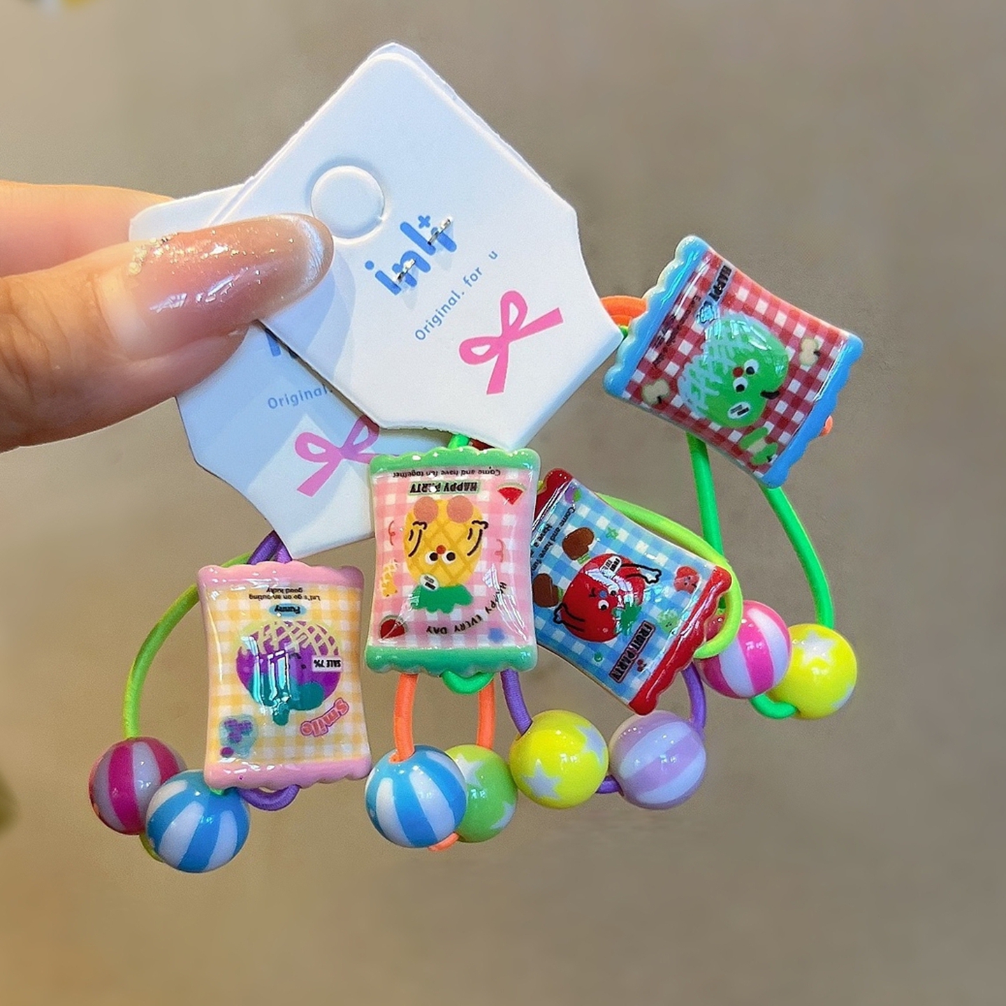 彩色糖果绕绕水果球球儿童发绳