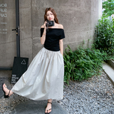 赫本风一字肩假两件连衣裙女夏2025新款小香风爆款气质大方得体，女装连衣裙，2D109