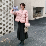 粉色新中式提花羽绒服女2025冬季新款小个子减龄保暖90白鸭绒外套，女装羽绒服，2D109