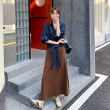 气质一整套ootd穿搭牛仔外套套装女2025春秋巨好看背心长裙两件套，女装套装/套裙，2D109