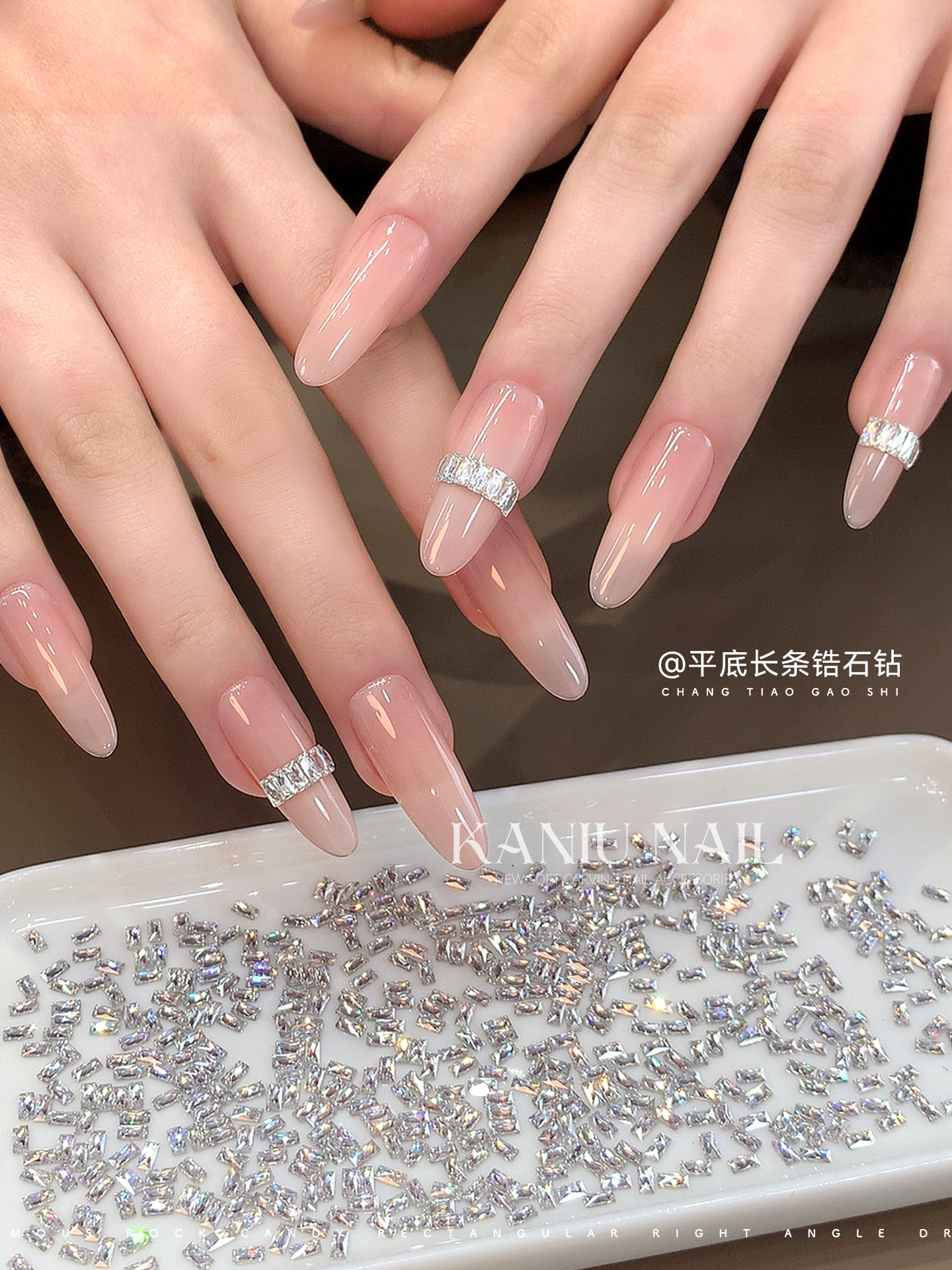 Silver Nail Art Rhinestones 5A K9 Crystal Long Strip - Product image 3