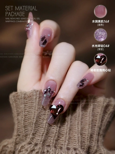 Бриллиантовый декор для маникюра с розой в составе для ногтей, ювелирное украшение, аксессуар