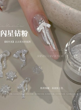 美甲爆闪白色碎钻闪粉网红爆款