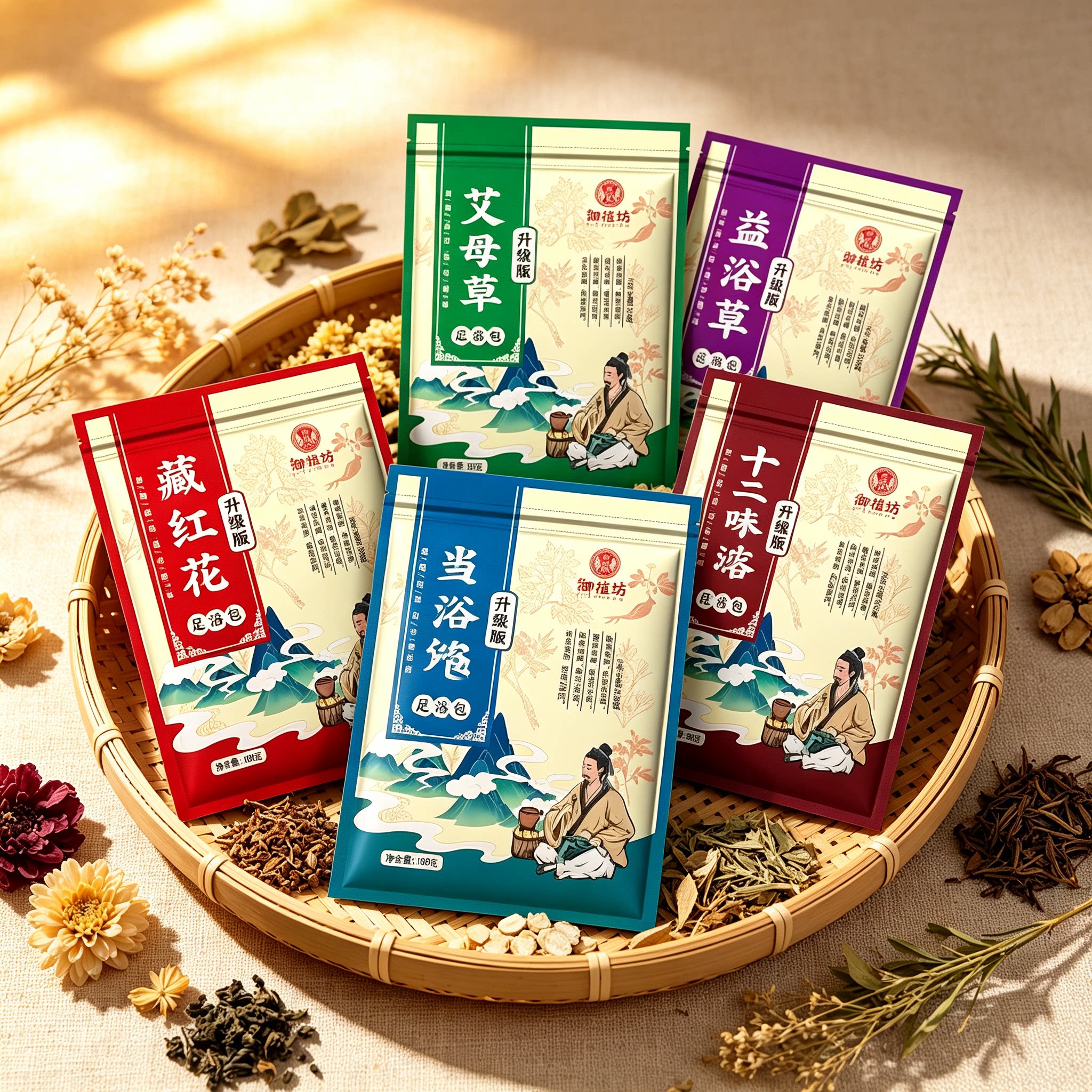 居家休闲艾草包老姜益母草红花十二味草本充分融合足浴粉驱寒去湿