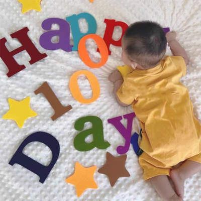 百天婴儿拍照道具加厚环保无纺布无异味happy100days字母网红热款