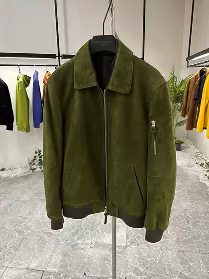 Tf Haute Couture South African Mixed Breed Sheep Short Lapel Bomber Leather Jacket Men's Coat 5633