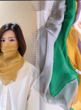 真丝防晒面纱遮全脸桑蚕丝夏季骑行薄款小围脖开车防晒遮阳面巾女