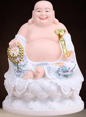 弥勒佛笑佛摆件汉白玉大