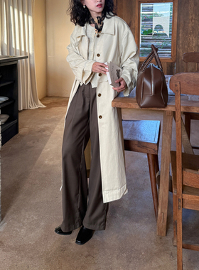 好在自制 流金时代 小个子150双褶雪松棕色自然慵懒西装裤秋冬