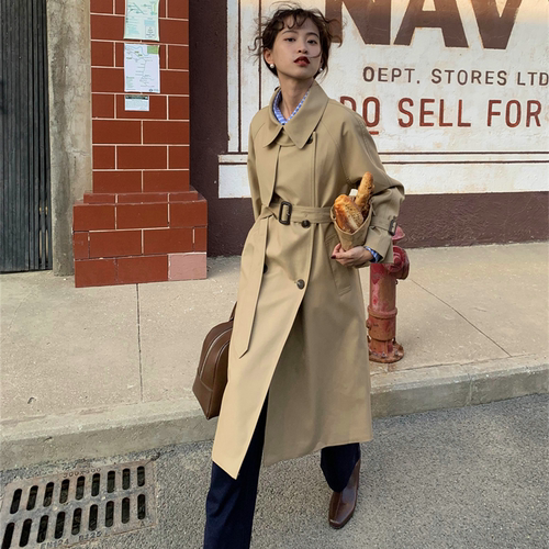 英伦双排扣垂感抗皱风衣外套厚