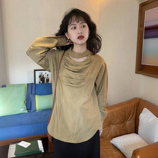高定小个子天丝亚麻立体褶镂空领设计感衬衫 两色 柏林画室 好在
