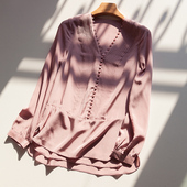 V领桑蚕丝显瘦双层真丝衬衫 贵 上衣 清雅 减龄风琴褶 但真 很值