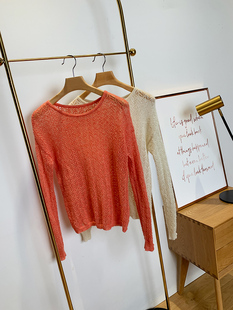 柔软舒适 温温柔柔的马海毛混金丝 钩花镂空针织毛衣