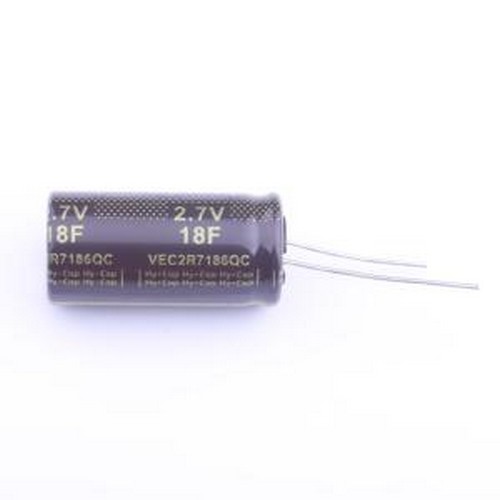 VEC2R7186QC 超级电容器 18F -10%~+30% 2.7V 插件,P=5mm
