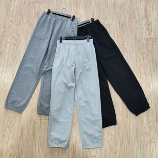 外贸日单春秋男女款休闲长裤中高腰针织大码裤子棉质弹力运动卫裤