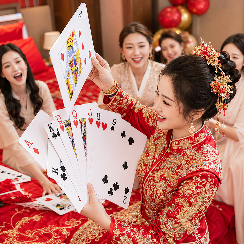 婚礼堵门整蛊大号拍照卡片搞笑文明创意接亲结婚游戏耍大牌扑克牌