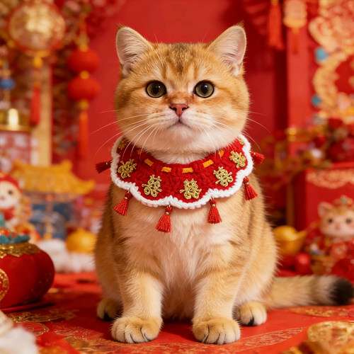 宠物小猫结婚喜字狗狗装饰领结宠物围兜猫咪陪嫁猫围脖婚礼围巾