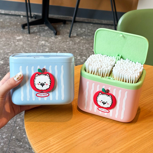 多巴胺棉签收纳盒壁挂桌面牙线盒自动小型按压家用防尘密封罐可爱
