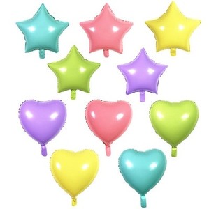 18寸马卡龙色五角星爱心铝膜气球宝宝生日周岁布置品场景气球装饰