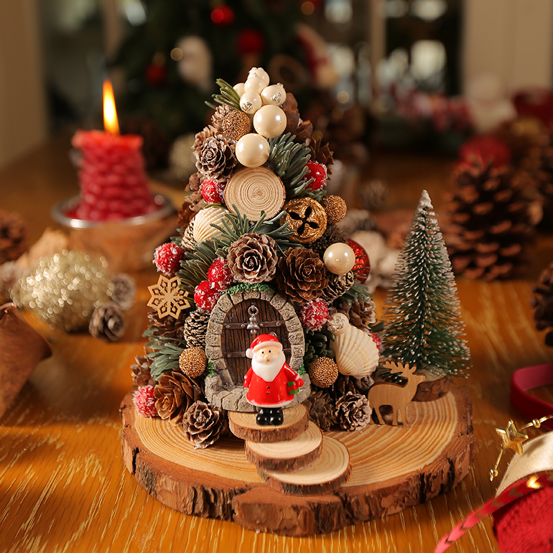 天然松果圣诞树diy材料包手工粘贴亲子沙龙活动圣诞装饰