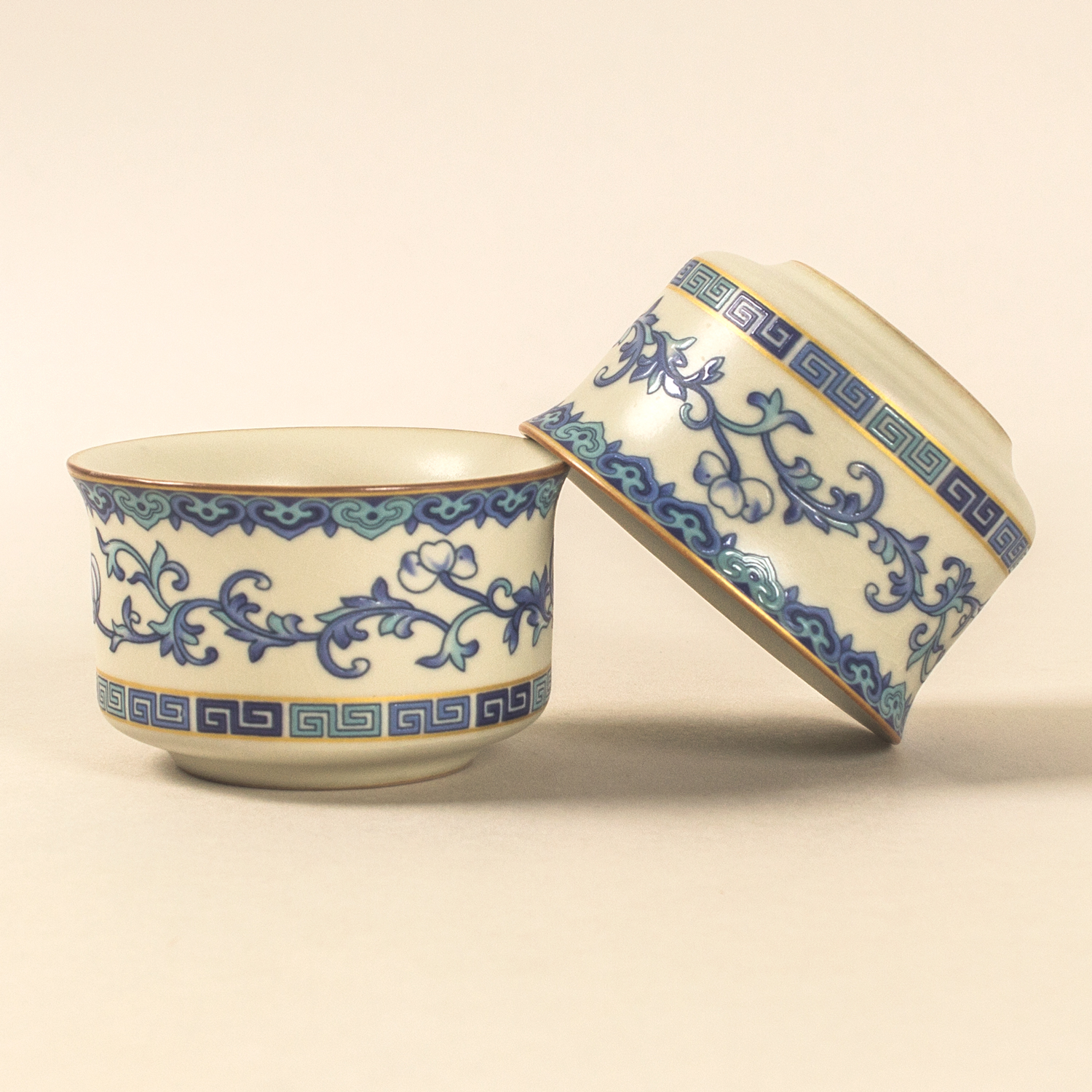 青花汝窑茶杯50ml青花汝瓷