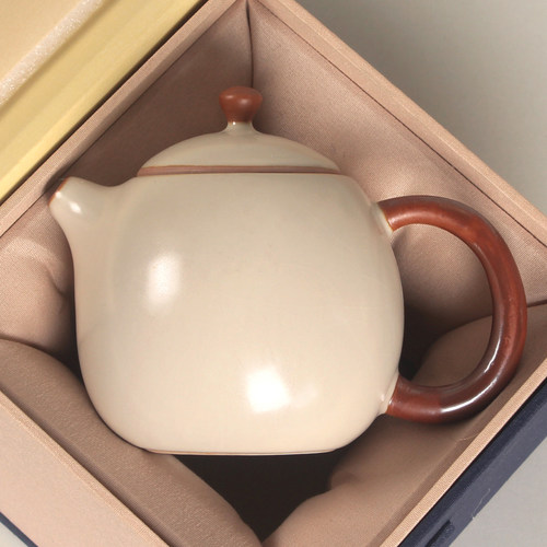正品特卖200ml米黄汝窑龙蛋壶