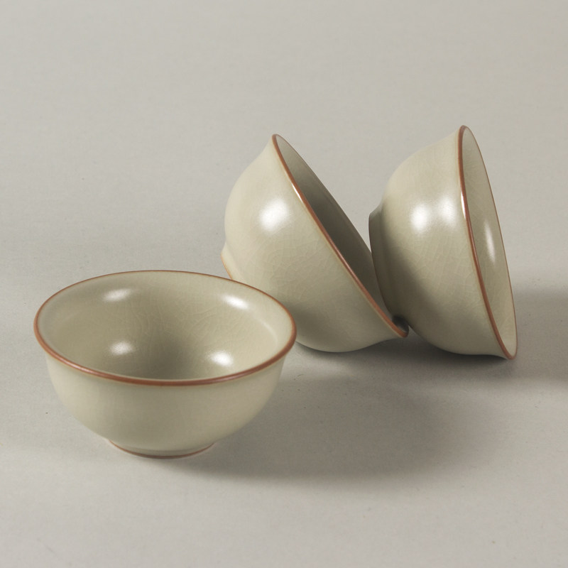 清仓特卖45ml米黄汝窑小茶杯