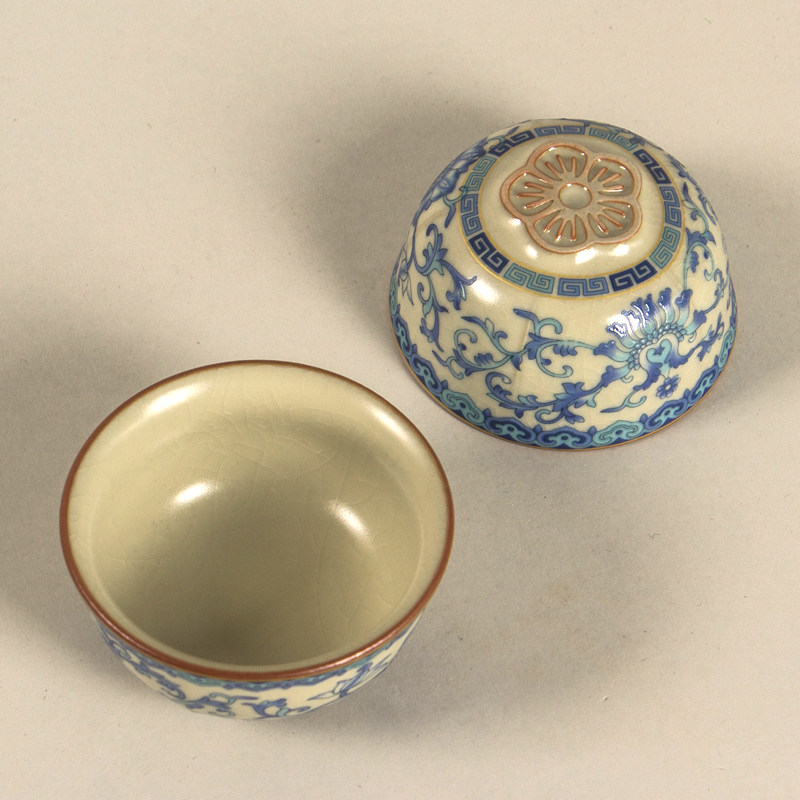 清仓特卖45ml汝窑青花品茗杯