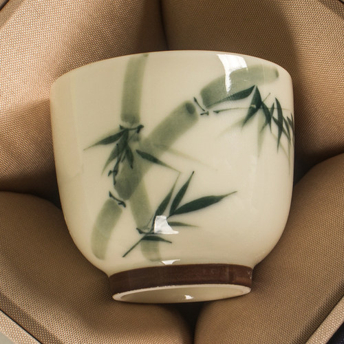 手绘草木灰仿古55ml功夫茶杯