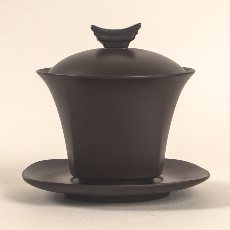 时尚简约140ml紫砂三才盖碗