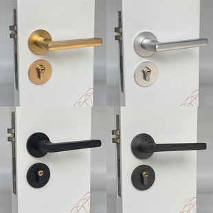 大58静音室内门锁分体锁把手加粗金色黑色铝白色房门把手现代简约