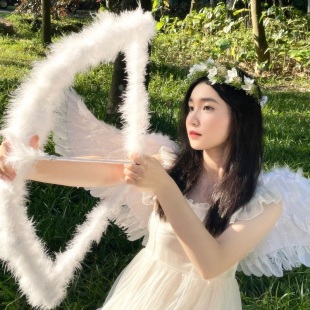 天使弓箭道具羽毛弓箭成人儿童天使翅膀套装 道具 拍照写真演出服装