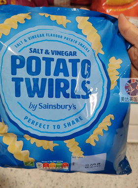 英国代购Sainsbury盐醋味旋旋薯条 Potato Twirls 125g 英国零食