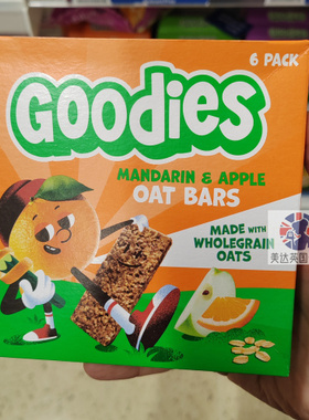 英国代购Goodies儿童燕麦水果棒3岁+橘子苹果/柠檬青柠味 6条装