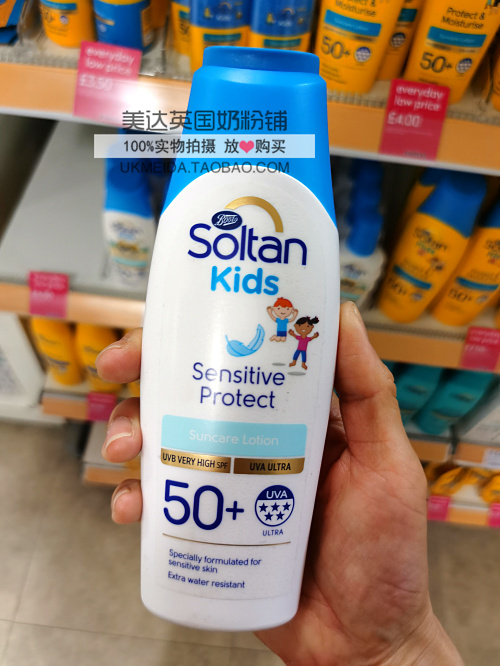 英国Boots Soltan婴幼儿童敏感肌保湿防晒乳液 SPF50 200ml