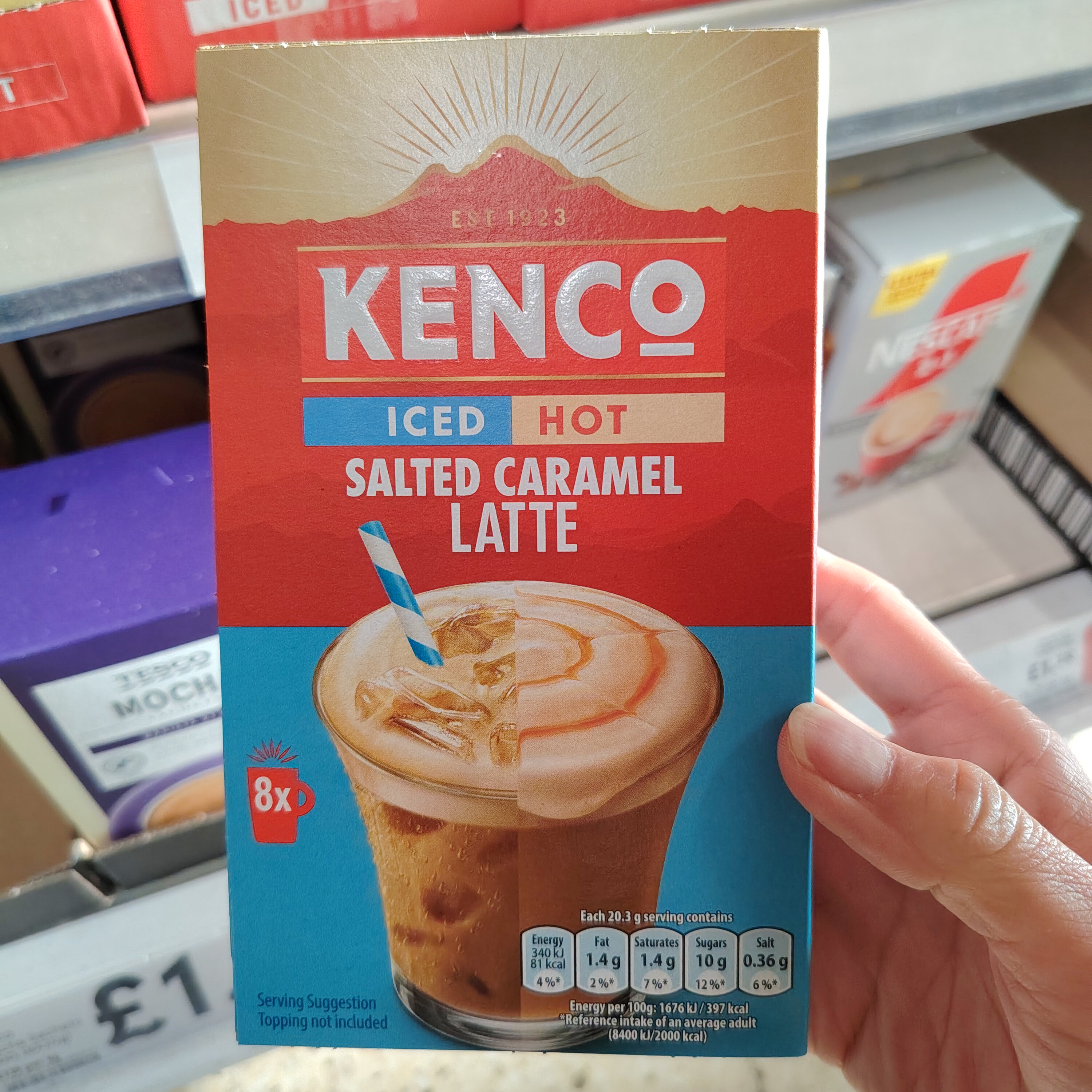 英国代购Kenco冰热双享速溶咖啡系列 香草/咸焦糖/拿铁/美式8条装
