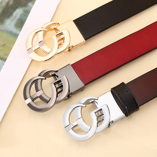 双g细款女士皮带百搭女时尚休闲韩版纯牛牛仔裤黑色腰带字母ins风