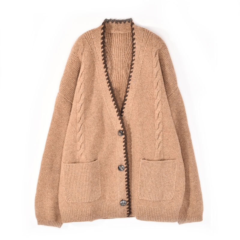 新款秋冬定制针织百搭复古牦牛绒开衫外套