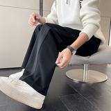 2024冬季网红卫裤宽松痞帅休闲加绒弯刀裤男Z810-P75常规P65，男装休闲裤，星座1104（原A460）