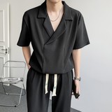 2025夏红休闲冰丝薄款套装宽松潮痞帅短袖两件套MT26-P80，男装T恤，星座1104（原A460）