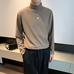 2025秋冬新款长袖T恤德绒自发热高领纯色内搭打底衫男士 T18-P45图片