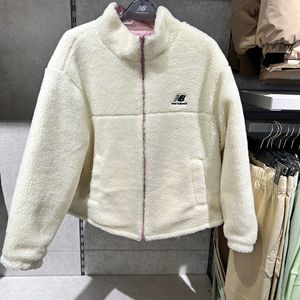 New Balance NB21冬季女立领短款棉服两面穿羊羔毛外套AWJ14357