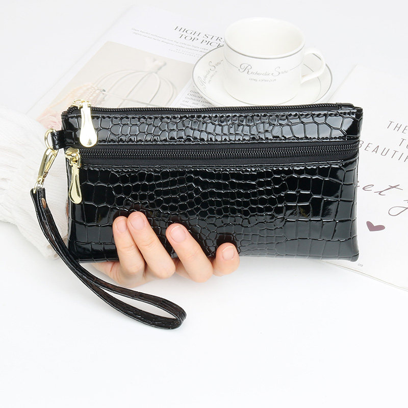 时尚亮面手拿包女士钱包手机包