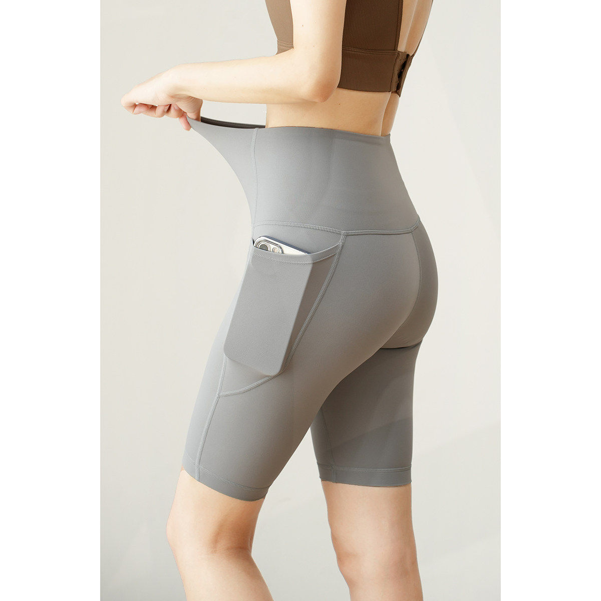 特 健身季 锦纶莱卡快干运动短裤 女士高腰四分裤透气瑜伽跑步