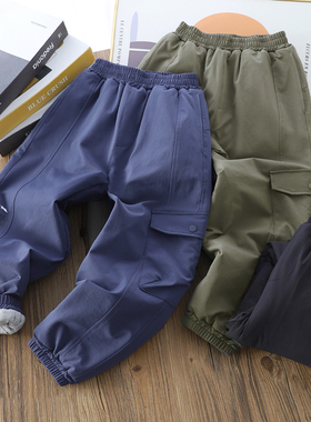 88103 儿童防风夹棉棉裤 男女童保暖收口长裤170中大童秋冬款童装