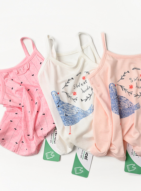 77658 吊带衫女童家居蝴蝶结背心小童打底薄款上衣凉爽透气