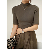 羊绒平替 恒温女士啤酒领五分袖 纯色软糯打底衫 23362 秋冬款