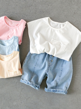 72095 夏日薄款小T 儿童纯棉T恤 男女童圆领纯色短袖上衣 中小童