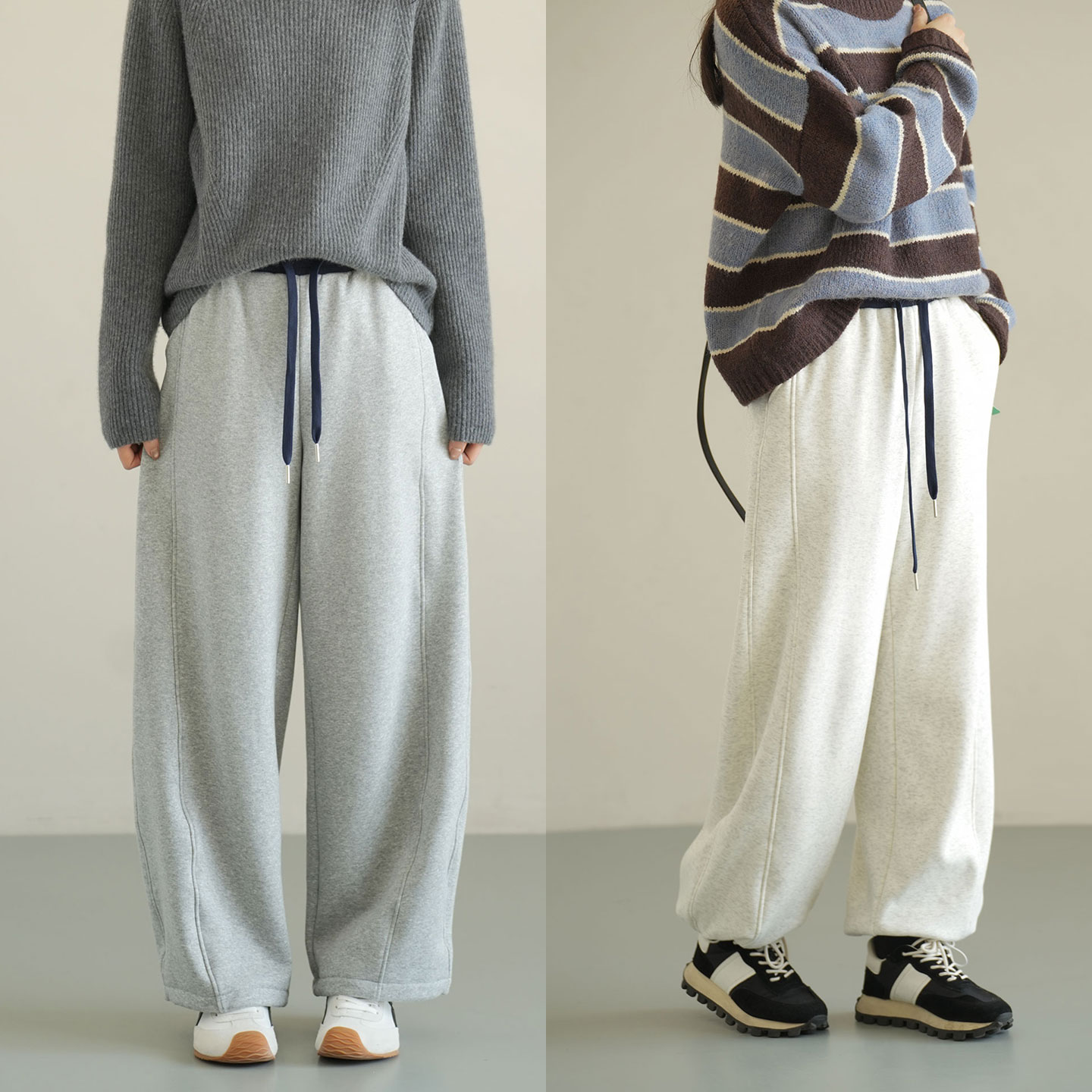 自然腰休闲长裤卫裤弯刀裤